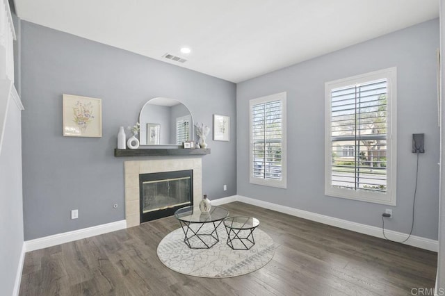 1444 Wooden Valley St, Chula Vista, CA 91913 - unfurnished living room featuring a fireplace, wood finished floors, and recessed lighting