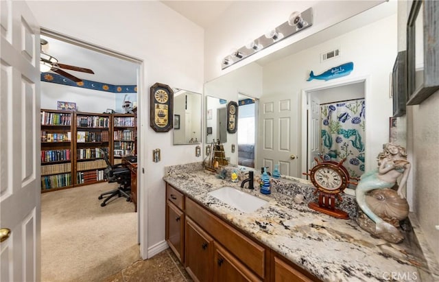 7840 La Cresta St, Highland, CA 92346 - full bath featuring ceiling fan and vanity