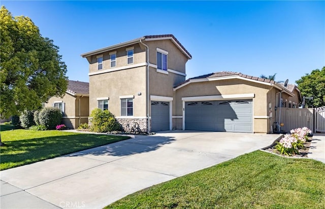 7840 La Cresta St, Highland, CA 92346 - traditional-style house with stucco siding, concrete driveway, and a garage