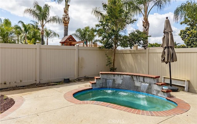 7840 La Cresta St, Highland, CA 92346 - view of swimming pool with fence and a patio