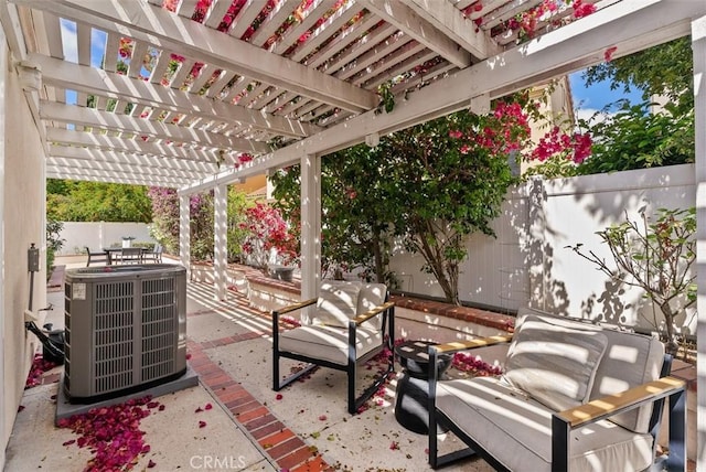 8 Galanto, Irvine, CA 92614 - view of patio / terrace with central AC, a fenced backyard, and a pergola