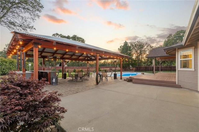 40 Gunter Ln, Oroville, CA 95966 - surrounding community with a gazebo, a deck, a fenced backyard, a pool, and a patio area