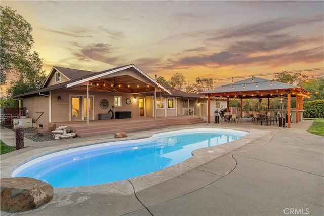 40 Gunter Ln, Oroville, CA 95966 - outdoor pool featuring a gazebo, a wooden deck, and a patio