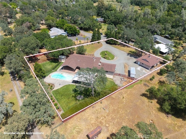 40 Gunter Ln, Oroville, CA 95966 - aerial view of property's location featuring property parcel outlined and a pool area