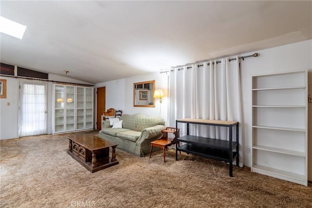 3956 Royce St, Riverside, CA 92503 - carpeted living room with lofted ceiling and a skylight