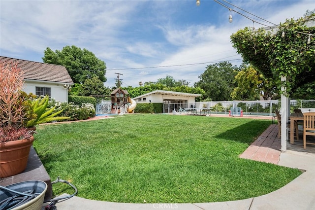 6616 Langdon Ave, Van Nuys, CA 91406 - view of yard featuring a playground and a pool