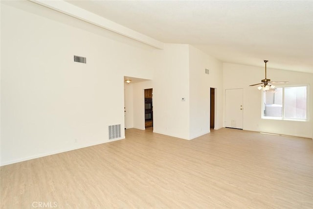 8068 Catherine Ave Unit 9, Stanton, CA 90680 - spare room with vaulted ceiling, light wood-style flooring, and ceiling fan