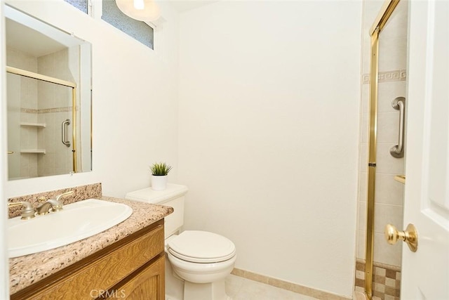 8068 Catherine Ave Unit 9, Stanton, CA 90680 - full bathroom with tiled shower, toilet, vanity, and tile patterned floors