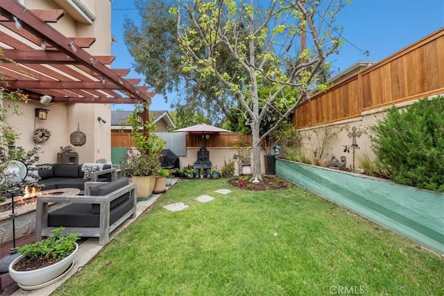 1304 Harkness St, Manhattan Beach, CA 90266 - view of yard with outdoor lounge area and a pergola