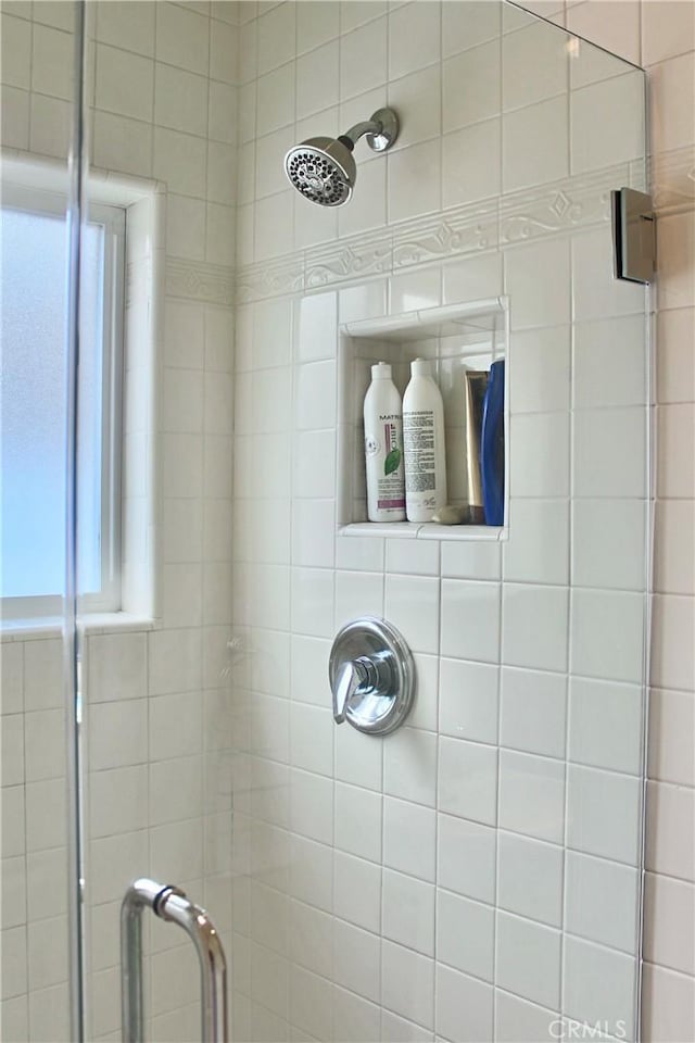 bathroom with a stall shower