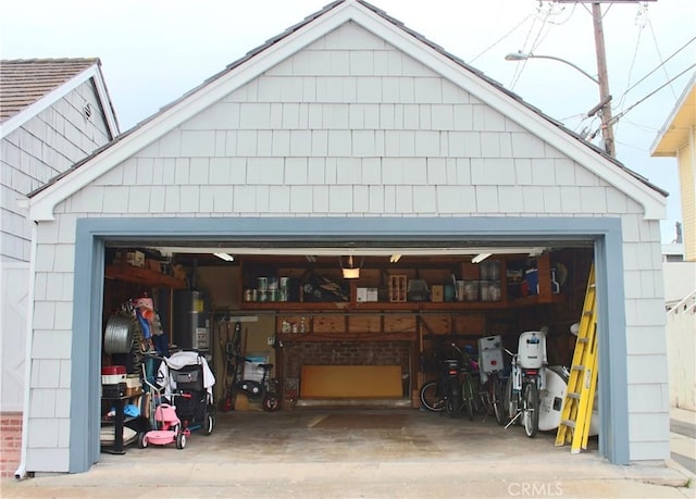 garage with gas water heater