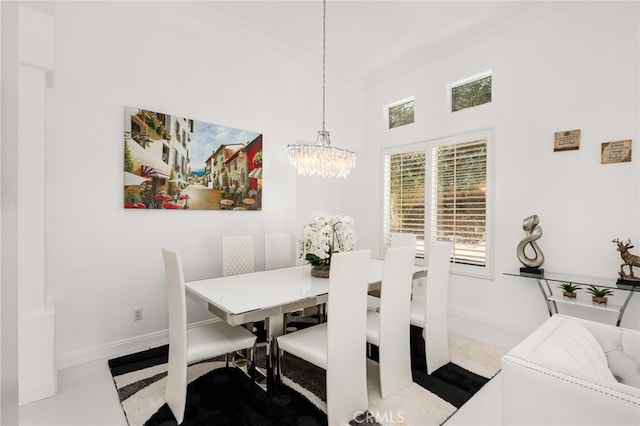 18660 Sunset Knoll Dr, Riverside, CA 92504 - dining area with a chandelier and baseboards
