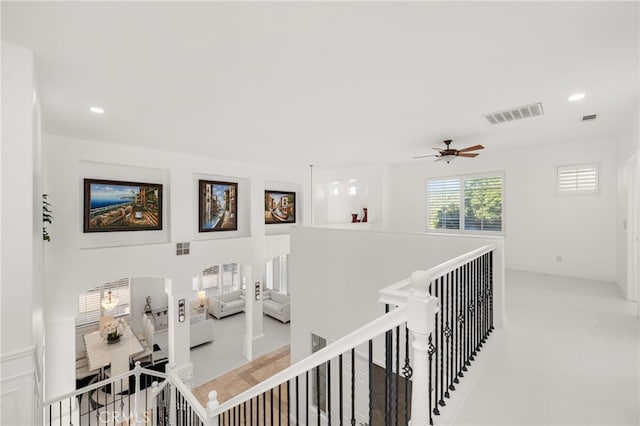 18660 Sunset Knoll Dr, Riverside, CA 92504 - hallway featuring an upstairs landing, recessed lighting, and tile patterned flooring