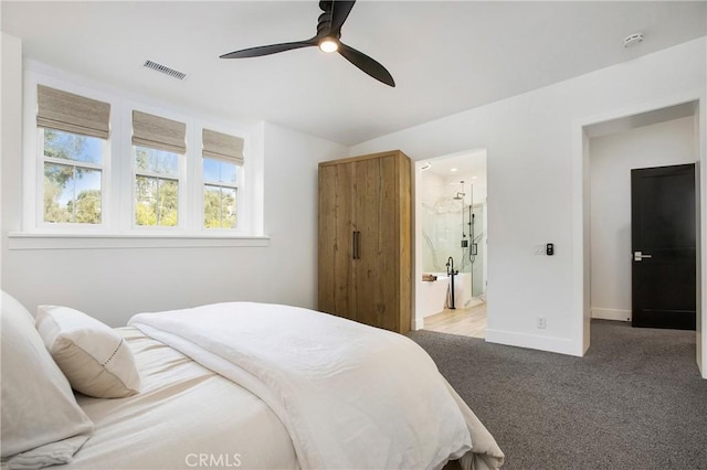 6 Shively Rd, Ladera Ranch, CA 92694 - bedroom featuring carpet, baseboards, ceiling fan, and ensuite bath