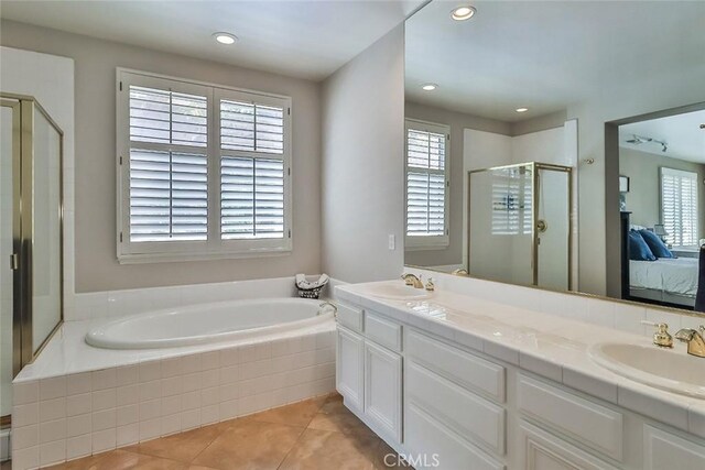 536 Granite Hills St, Simi Valley, CA 93065 - full bath featuring ensuite bathroom, healthy amount of natural light, a bath, a shower stall, and recessed lighting