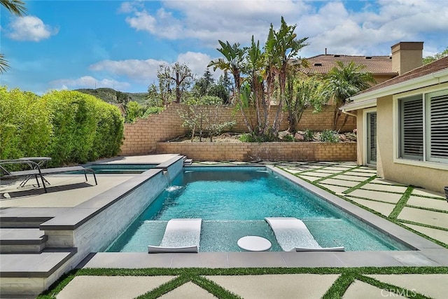 536 Granite Hills St, Simi Valley, CA 93065 - view of pool with a fenced backyard, a patio area, and a pool with connected hot tub