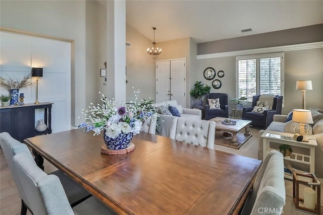 536 Granite Hills St, Simi Valley, CA 93065 - dining area featuring a chandelier and lofted ceiling
