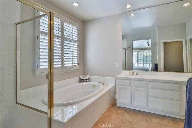 536 Granite Hills St, Simi Valley, CA 93065 - full bath featuring a bath, healthy amount of natural light, tile patterned floors, recessed lighting, and vanity