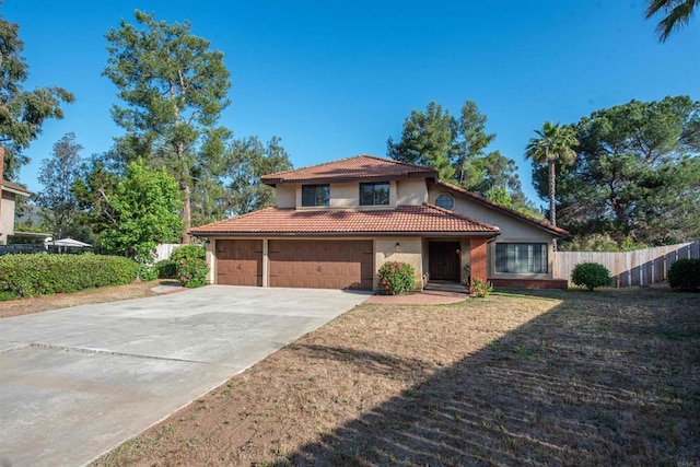 2432 Live Oak Rd, Escondido, CA 92029 - mediterranean / spanish home featuring stucco siding, concrete driveway, a tile roof, and a garage