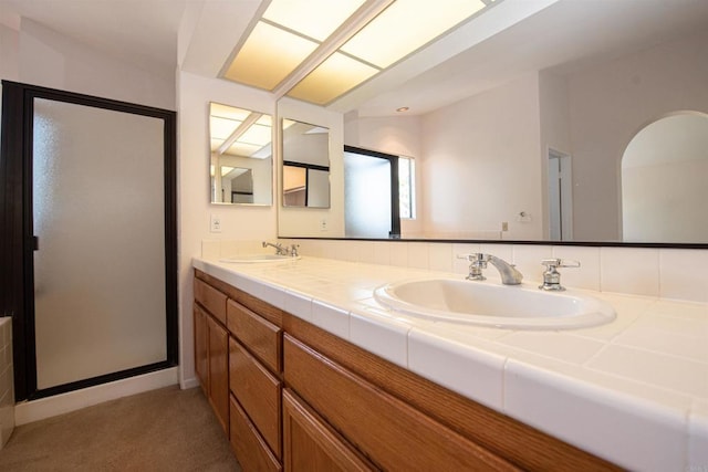 2432 Live Oak Rd, Escondido, CA 92029 - bathroom with double vanity and a shower stall