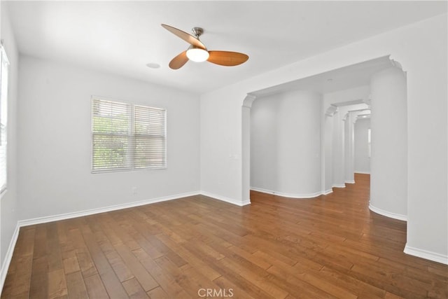 5176 Glenview St, Chino Hills, CA 91709 - empty room featuring ceiling fan, wood finished floors, and baseboards