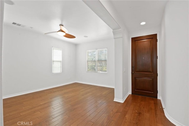 5176 Glenview St, Chino Hills, CA 91709 - empty room featuring a ceiling fan, hardwood / wood-style flooring, baseboards, and recessed lighting