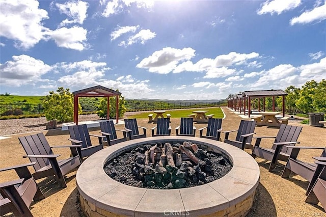 1201 Lasso Way Unit 202, Rancho Mission Viejo, CA 92694 - view of patio with a gazebo and an outdoor fire pit