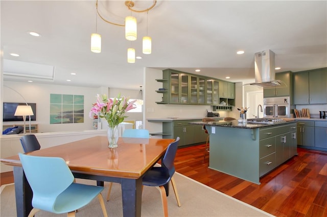1850 Laurel Pl, Cambria, CA 93428 - dining space featuring dark wood-style flooring and recessed lighting