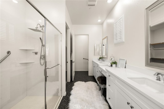 4699 S Moneta Privado, Ontario, CA 91761 - full bath with a stall shower, double vanity, and recessed lighting