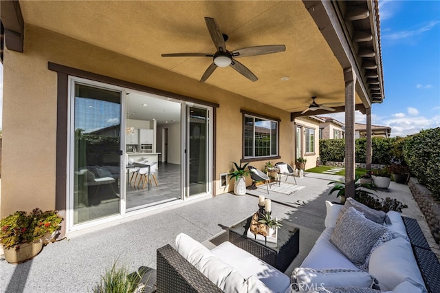 4699 S Moneta Privado, Ontario, CA 91761 - view of patio / terrace featuring an outdoor hangout area and a ceiling fan