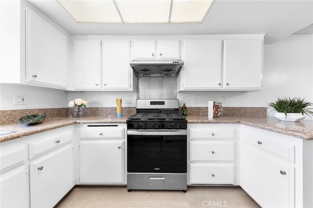 321 N Lincoln Ave Unit B, Monterey Park, CA 91755 - kitchen with stainless steel gas stove, extractor fan, and white cabinets