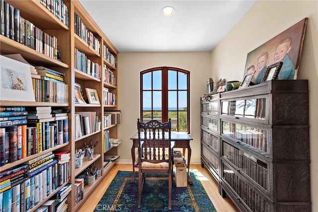 3805 Vista Azul, San Clemente, CA 92672 - home office featuring wood finished floors, recessed lighting, baseboards, and wall of books