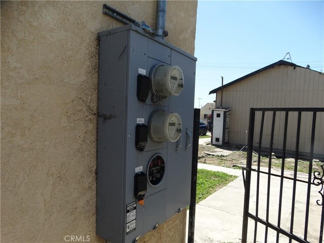 exterior view of stucco siding and electric meter