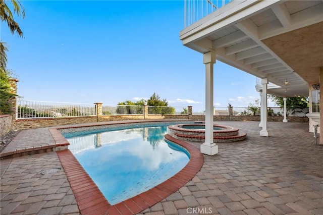 3808 E Summitridge Ln, Orange, CA 92867 - view of swimming pool featuring a fenced backyard, a patio area, and a pool with connected hot tub