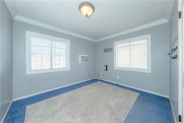 6371 Shawnee Rd, Westminster, CA 92683 - unfurnished room featuring carpet flooring, ornamental molding, baseboards, and a wall mounted AC