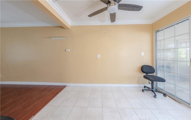6371 Shawnee Rd, Westminster, CA 92683 - empty room featuring crown molding, ceiling fan, and baseboards