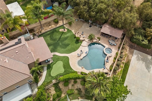 30463 Vineyard Ln, Castaic, CA 91384 - aerial overview of property's location with a pool area