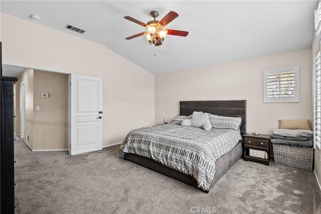 30463 Vineyard Ln, Castaic, CA 91384 - bedroom featuring vaulted ceiling, carpet flooring, baseboards, and ceiling fan