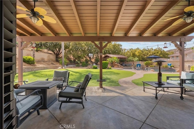 30463 Vineyard Ln, Castaic, CA 91384 - view of patio featuring a ceiling fan