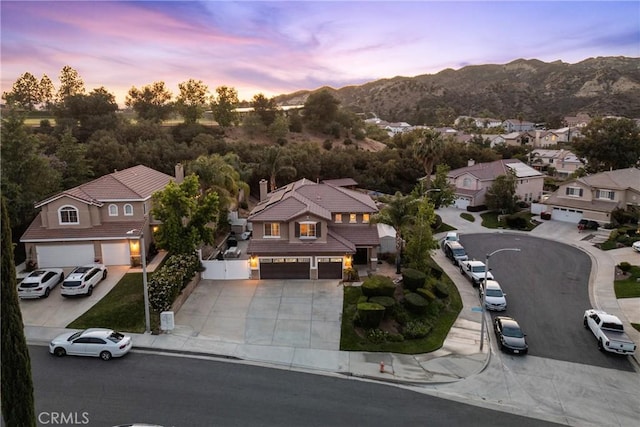 30463 Vineyard Ln, Castaic, CA 91384 - aerial view at dusk of a mountain view and a residential view