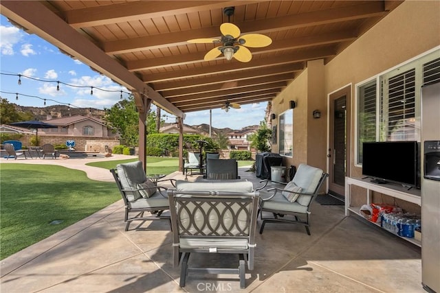 30463 Vineyard Ln, Castaic, CA 91384 - view of patio / terrace with outdoor dining space and a ceiling fan