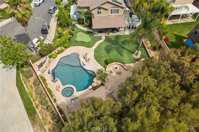 30463 Vineyard Ln, Castaic, CA 91384 - drone / aerial view of a pool area
