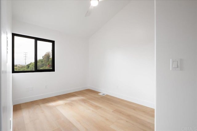 2464 Haller St, San Diego, CA 92104 - unfurnished room featuring light wood-style floors, baseboards, ceiling fan, and vaulted ceiling