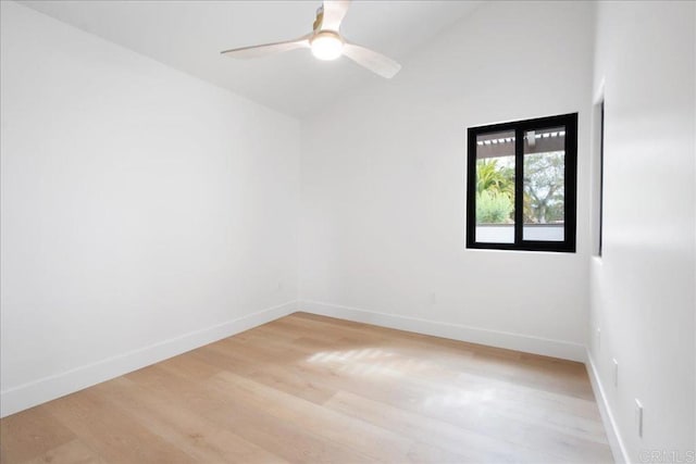 2464 Haller St, San Diego, CA 92104 - spare room featuring light wood-style flooring, baseboards, a ceiling fan, and vaulted ceiling