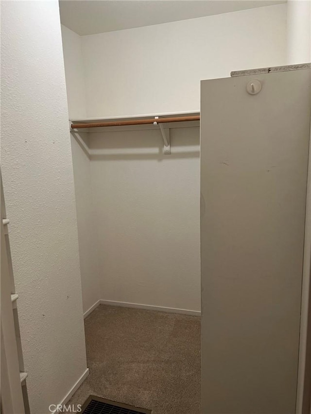 walk in closet featuring carpet floors