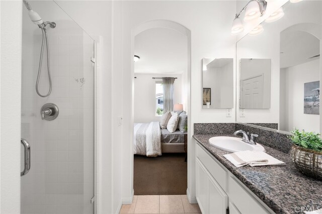 68 Webber Way, Buena Park, CA 90621 - ensuite bathroom featuring a stall shower, tile patterned flooring, and vanity
