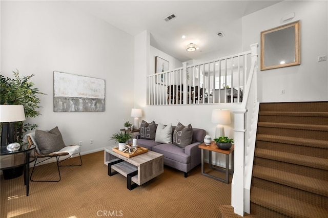 68 Webber Way, Buena Park, CA 90621 - living area with carpet flooring and stairs