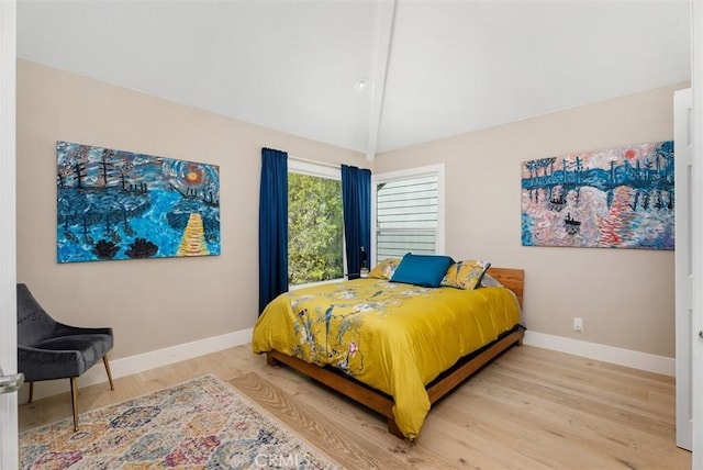 31852 Via Faisan, Coto De Caza, CA 92679 - bedroom featuring baseboards, light wood finished floors, and lofted ceiling