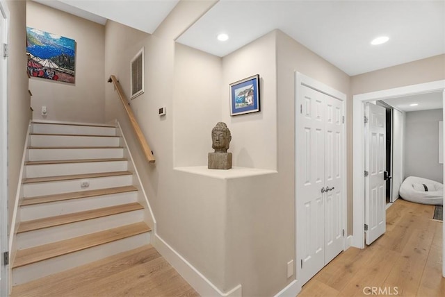 31852 Via Faisan, Coto De Caza, CA 92679 - stairs featuring wood finished floors, recessed lighting, and baseboards