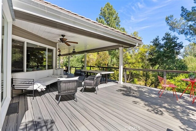 31852 Via Faisan, Coto De Caza, CA 92679 - deck featuring outdoor lounge area and a ceiling fan